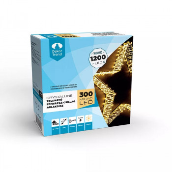 Decoratiune geam Stea Crystalline interconectabil pe suport metalic, 300 micro LED, alb cald, diametru 30 cm Decoratiune geam Stea Crystalline interconectabil pe suport metalic, 300 micro LED, alb cald, diametru 30 cm